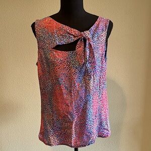 Nanette Lepore ditsy floral vibrant  silk sleeveless blouse tank